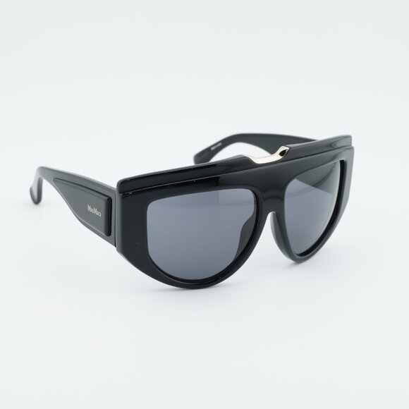 Max Mara ORSOLA MM0083 01A Sunglasses Shiny Black Shield Frame, Smoke Lenses main image 9